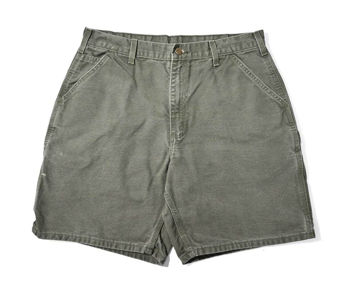 画像1: 06' Used Carhartt Duck Work Short Moss (1)
