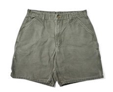 画像1: 06' Used Carhartt Duck Work Short Moss (1)
