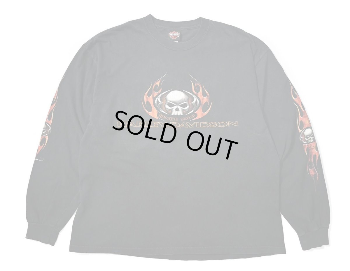画像1: 00s Used Harley-Davidson L/S Print Tee made in USA (1)