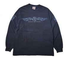 画像1: 00s Used Harley-Davidson L/S Print Tee made in USA (1)