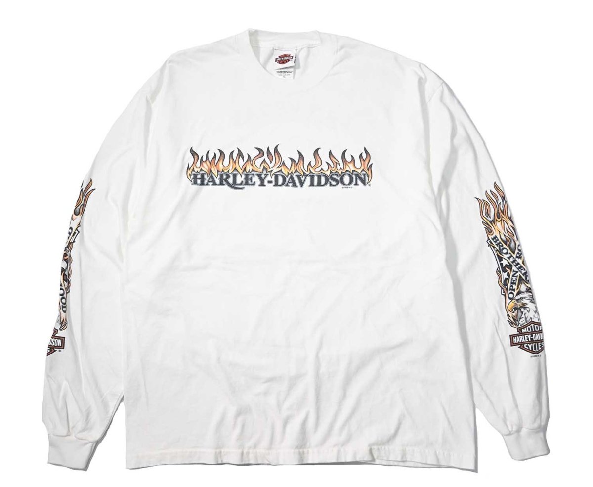 画像1: 00s Used Harley-Davidson L/S Print Tee made in USA (1)