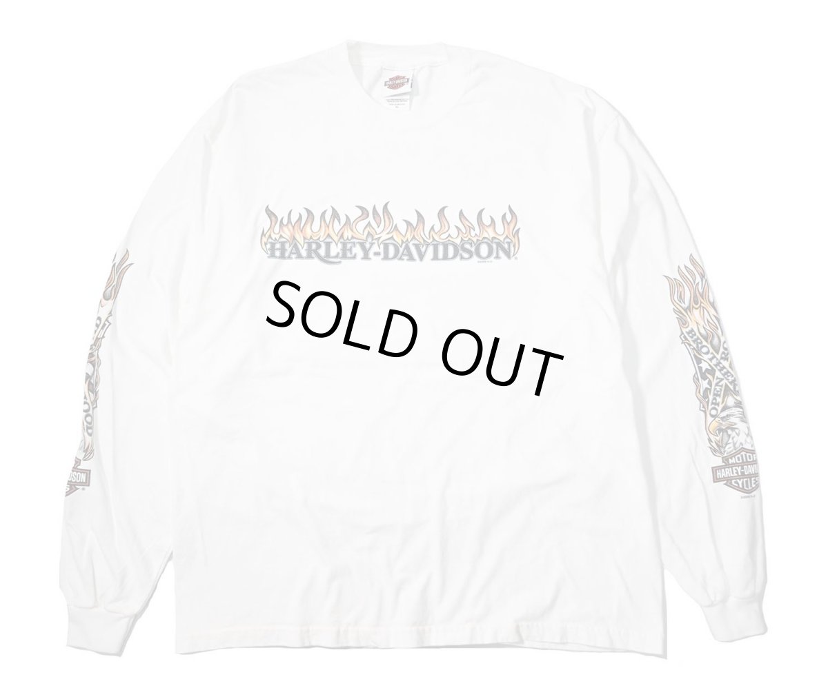 画像1: 00s Used Harley-Davidson L/S Print Tee made in USA (1)