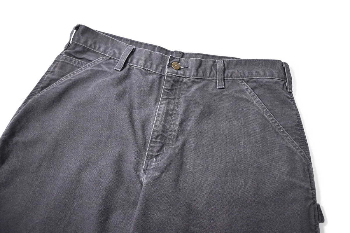 画像2: 14' Used Carhartt Duck Carpenter Pants Petrol Blue カーハート (2)