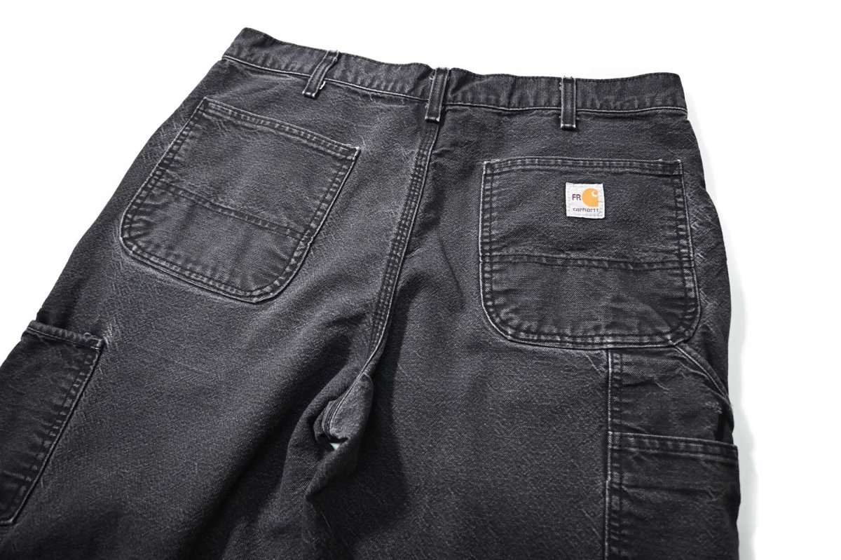 画像4: 18' Used Carhartt FR Duck Carpenter Pants Cut Off Black カーハート (4)
