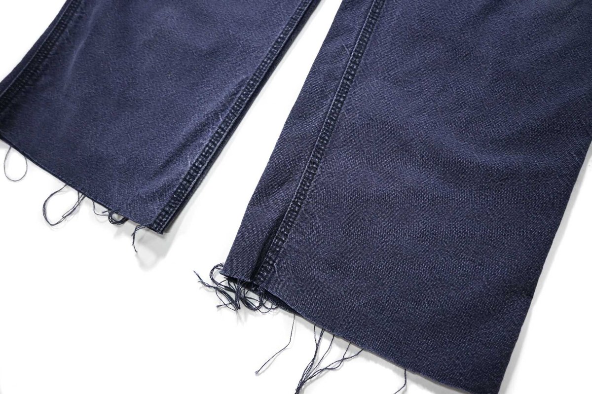 画像3: 18' Used Carhartt FR Duck Carpenter Pants Cut Off Navy カーハート (3)