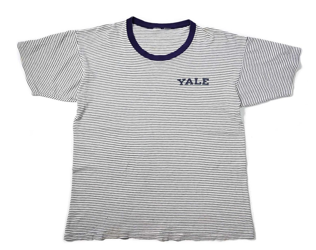 画像1: 80-90s Used Yale Print Border Tee (1)