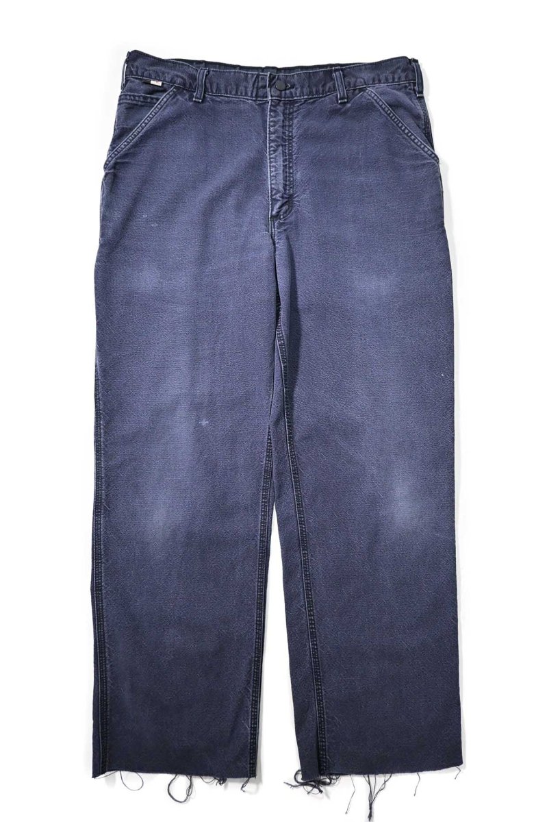 画像1: 18' Used Carhartt FR Duck Carpenter Pants Cut Off Navy カーハート (1)