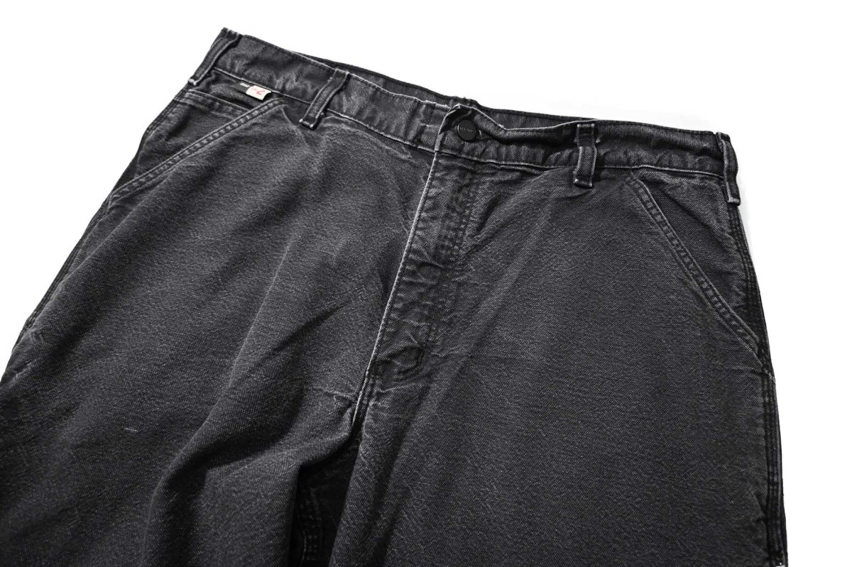 画像2: 18' Used Carhartt FR Duck Carpenter Pants Cut Off Black カーハート (2)