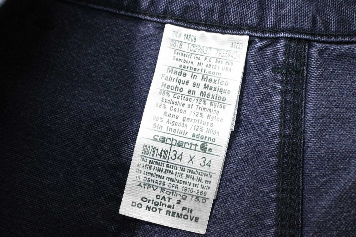 画像6: 18' Used Carhartt FR Duck Carpenter Pants Cut Off Navy カーハート (6)