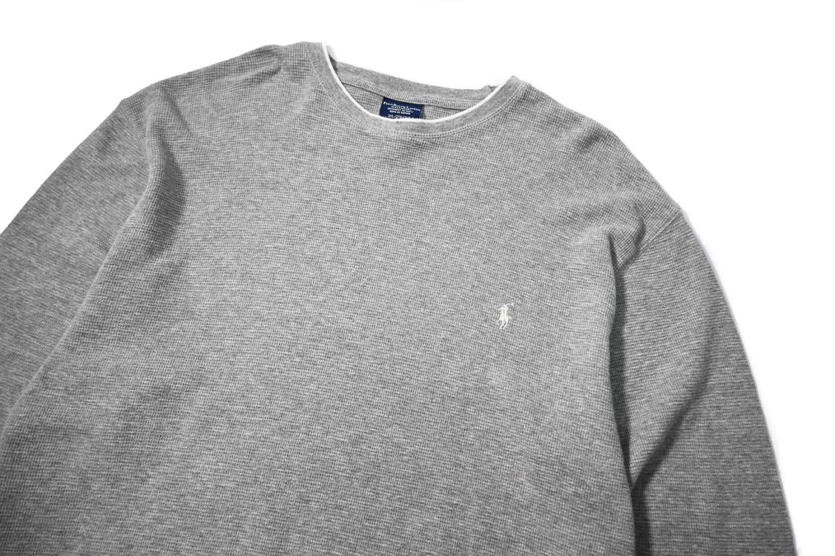 画像2: Used Polo Ralph Lauren L/S Thermal Grey (2)