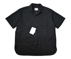 画像1: The Alaskan Hakoba Embroidery Open Collar Shirt Black (1)