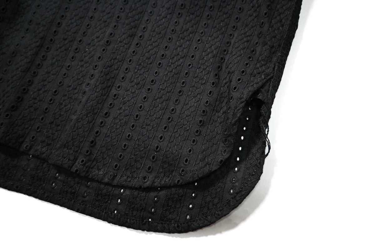 画像3: The Alaskan Hakoba Embroidery Open Collar Shirt Black (3)