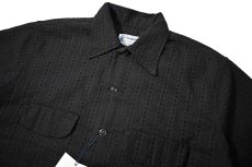 画像2: The Alaskan Hakoba Embroidery Open Collar Shirt Black (2)