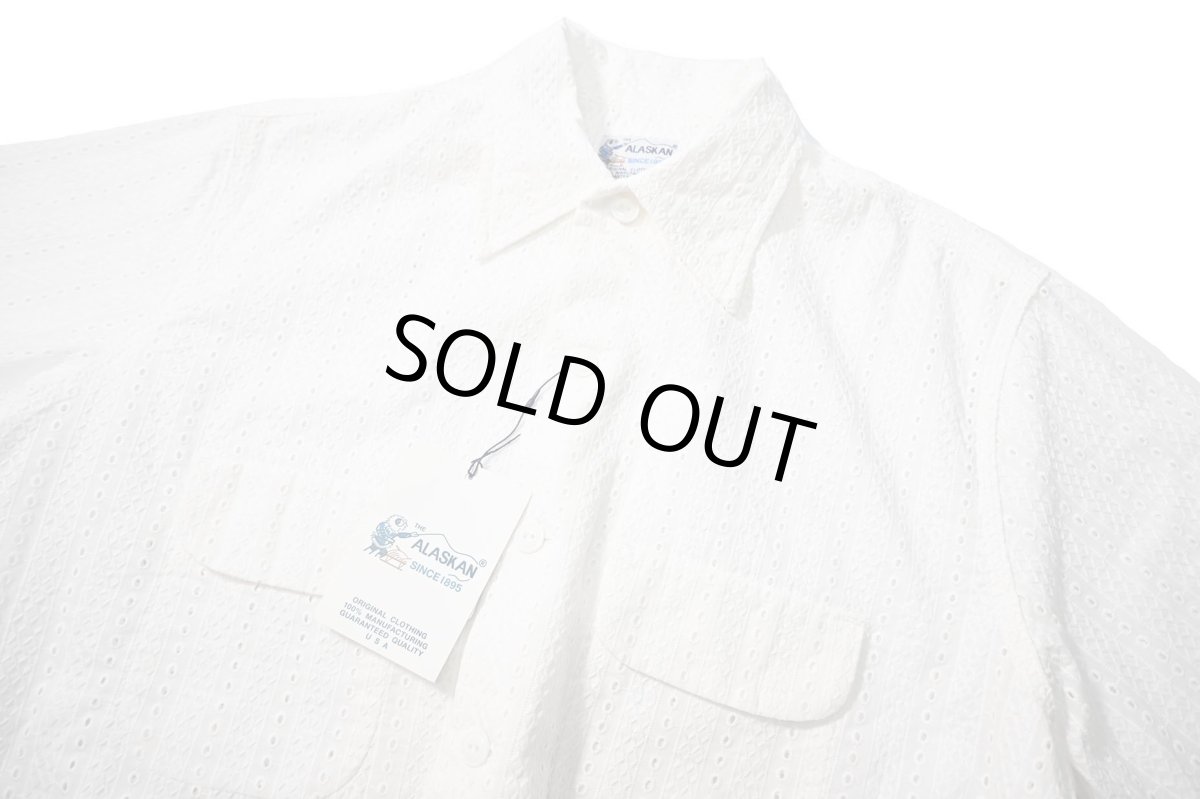 画像2: The Alaskan Hakoba Embroidery Open Collar Shirt White (2)