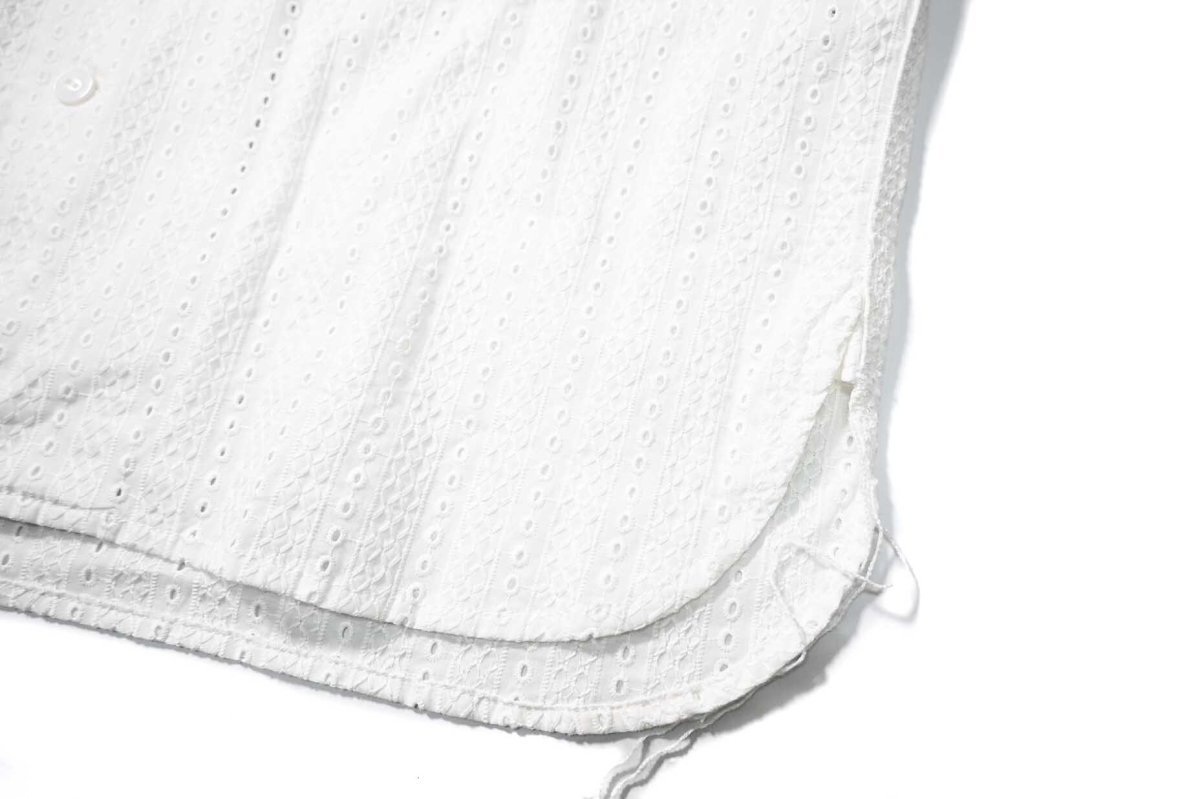 画像3: The Alaskan Hakoba Embroidery Open Collar Shirt White (3)