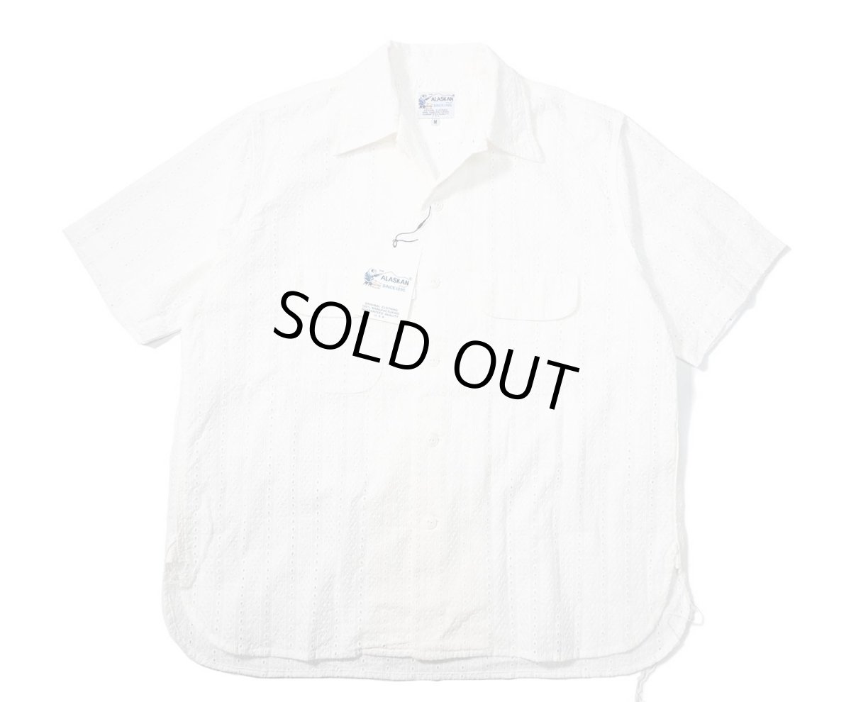 画像1: The Alaskan Hakoba Embroidery Open Collar Shirt White (1)