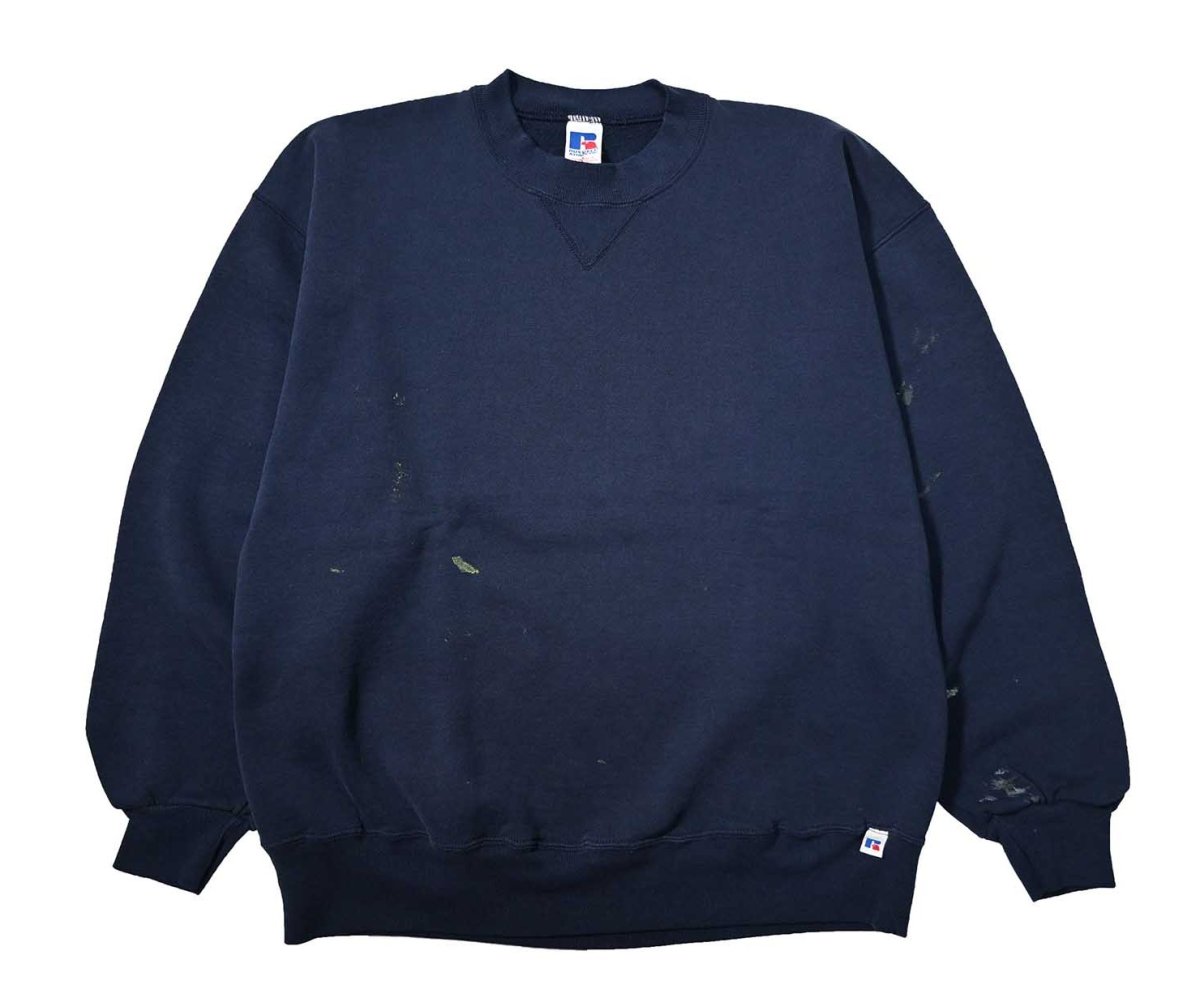 画像1: 90s Used Russell Athletic Blank Sweat Shirt Navy (1)