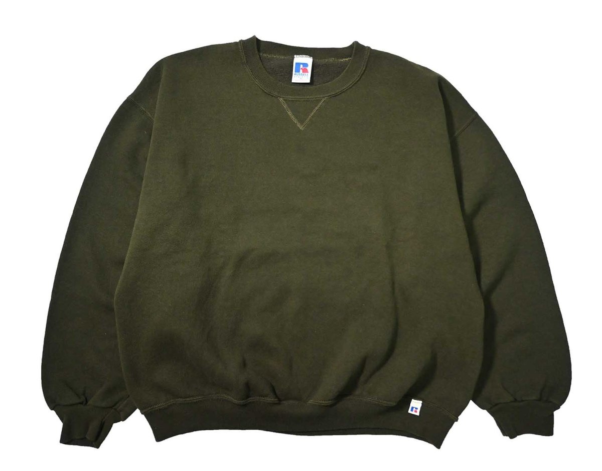 画像1: 90s Used Russell Athletic Blank Sweat Shirt Olive (1)