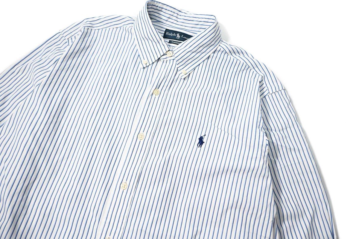 画像2: 90-00s Used Ralph Lauren Stripe B/D Shirt "Classic Fit" (2)