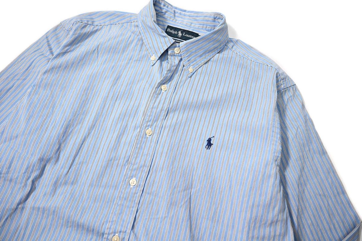 画像2: 90-00s Used Ralph Lauren Stripe B/D Shirt "Classic Fit" (2)