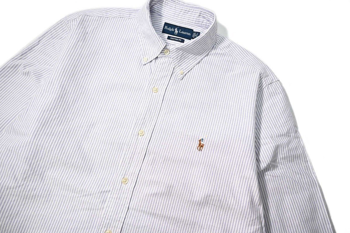 画像2: 90-00s Used Ralph Lauren Stripe B/D Shirt "Custom Fit" (2)