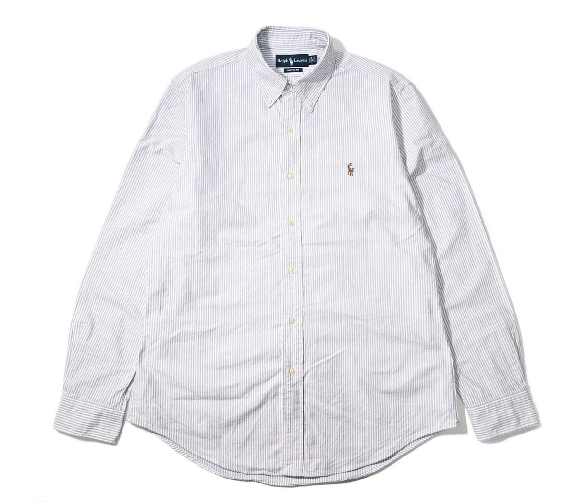画像1: 90-00s Used Ralph Lauren Stripe B/D Shirt "Custom Fit" (1)