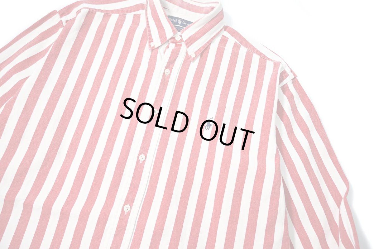 画像2: 90-00s Used Ralph Lauren Stripe B/D Cotton/Linen Shirt (2)