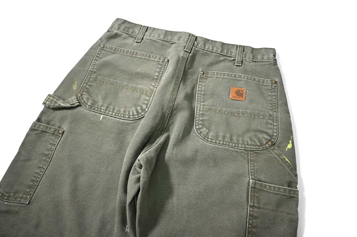 画像4: 08' Used Carhartt Duck Double Knee Carpenter Pants Moss カーハート (4)