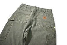 画像4: 08' Used Carhartt Duck Double Knee Carpenter Pants Moss カーハート (4)