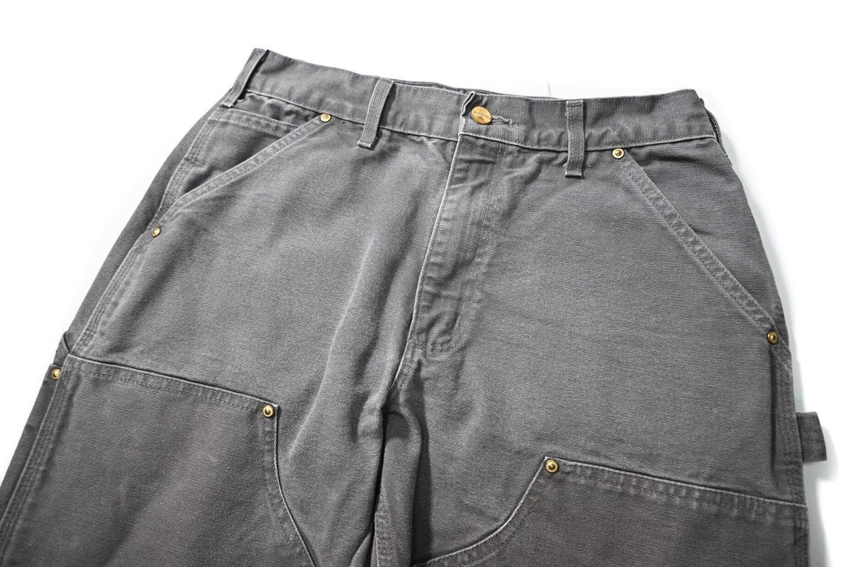 画像2: 16' Used Carhartt Duck Double Knee Carpenter Pants Gravel made in USA カーハート (2)