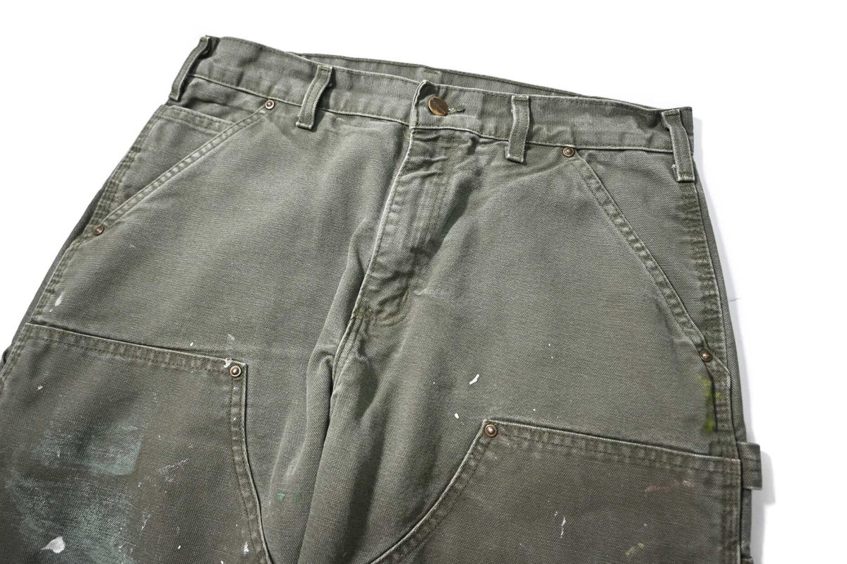 画像2: 08' Used Carhartt Duck Double Knee Carpenter Pants Moss カーハート (2)