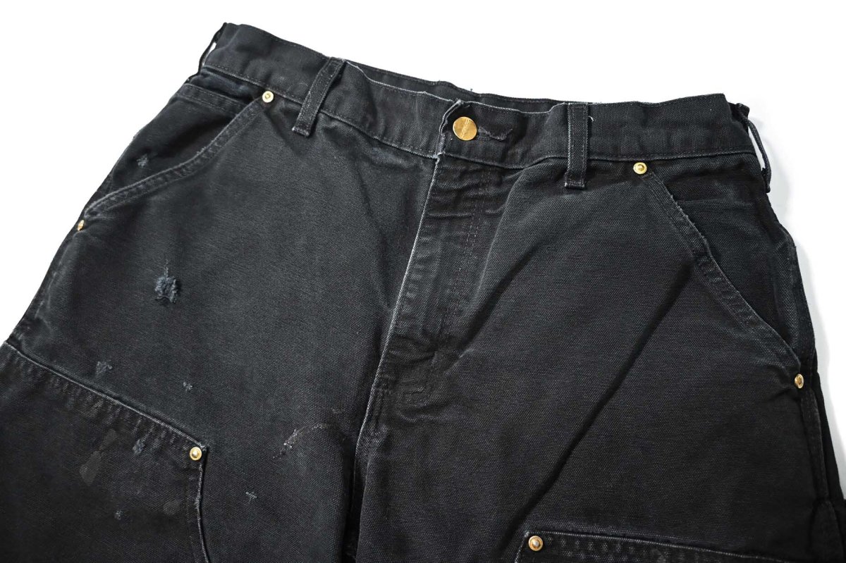 画像2: Used Carhartt Duck Double Knee Carpenter Pants Black made in USA カーハート (2)