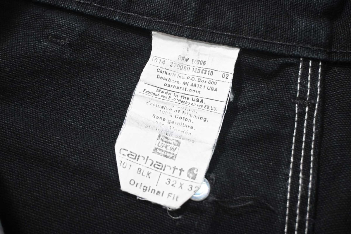 画像7: 14' Used Carhartt Duck Double Knee Carpenter Pants Black made in USA カーハート (7)