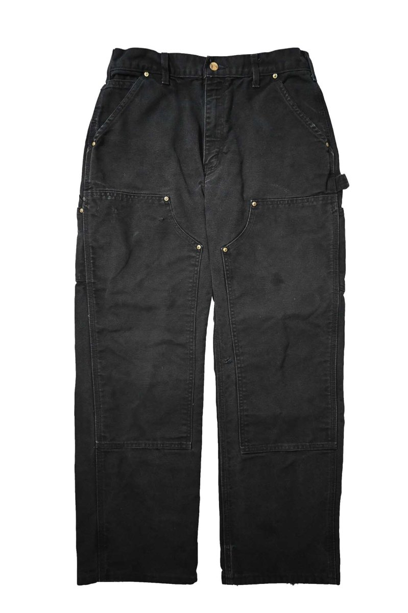 画像1: 20' Used Carhartt Duck Double Knee Carpenter Pants Black made in USA カーハート (1)