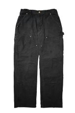 画像1: 20' Used Carhartt Duck Double Knee Carpenter Pants Black made in USA カーハート (1)