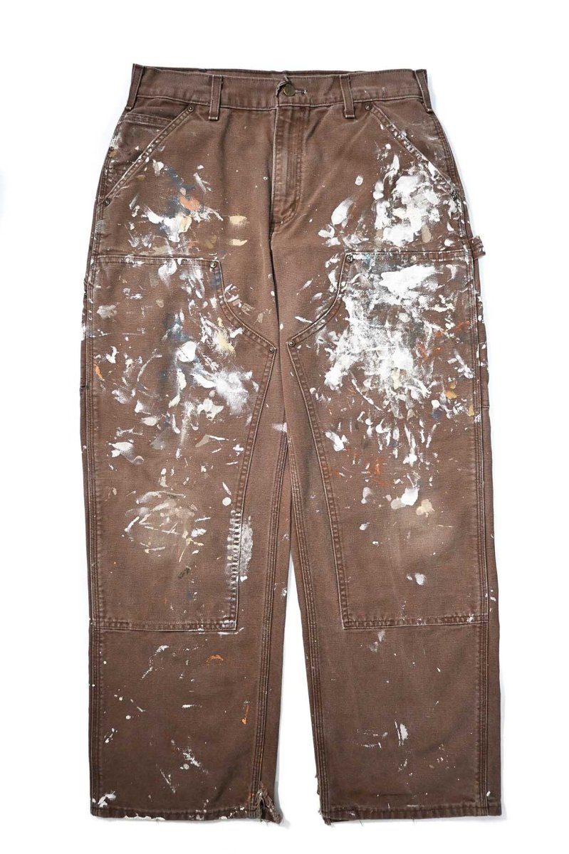 画像1: 00s Used Carhartt Duck Double Knee Carpenter Pants Chestnut made in USA カーハート (1)