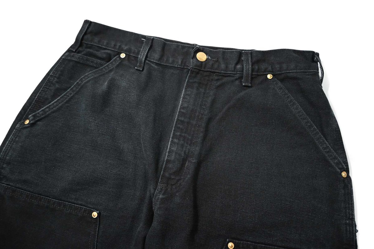 画像2: 14' Used Carhartt Duck Double Knee Carpenter Pants Black made in USA カーハート (2)