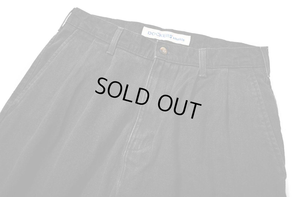 画像2: 00s Used Dockers Denim Pleated Trouser Black (2)