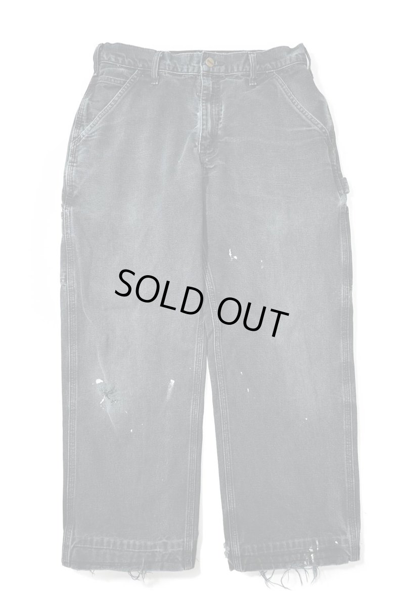 画像1: 14' Used Carhartt Duck Carpenter Pants Black カーハート (1)