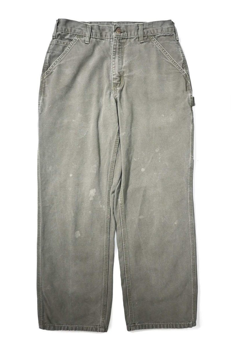 画像1: 10' Used Carhartt Duck Carpenter Pants Moss カーハート (1)