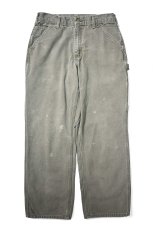 画像1: 10' Used Carhartt Duck Carpenter Pants Moss カーハート (1)