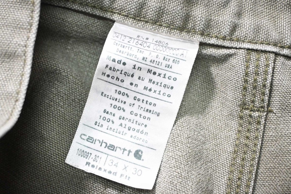 画像6: 12' Used Carhartt Duck Carpenter Pants Moss カーハート (6)