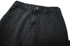 画像2: 17' Used Carhartt Duck Carpenter Pants Black カーハート (2)