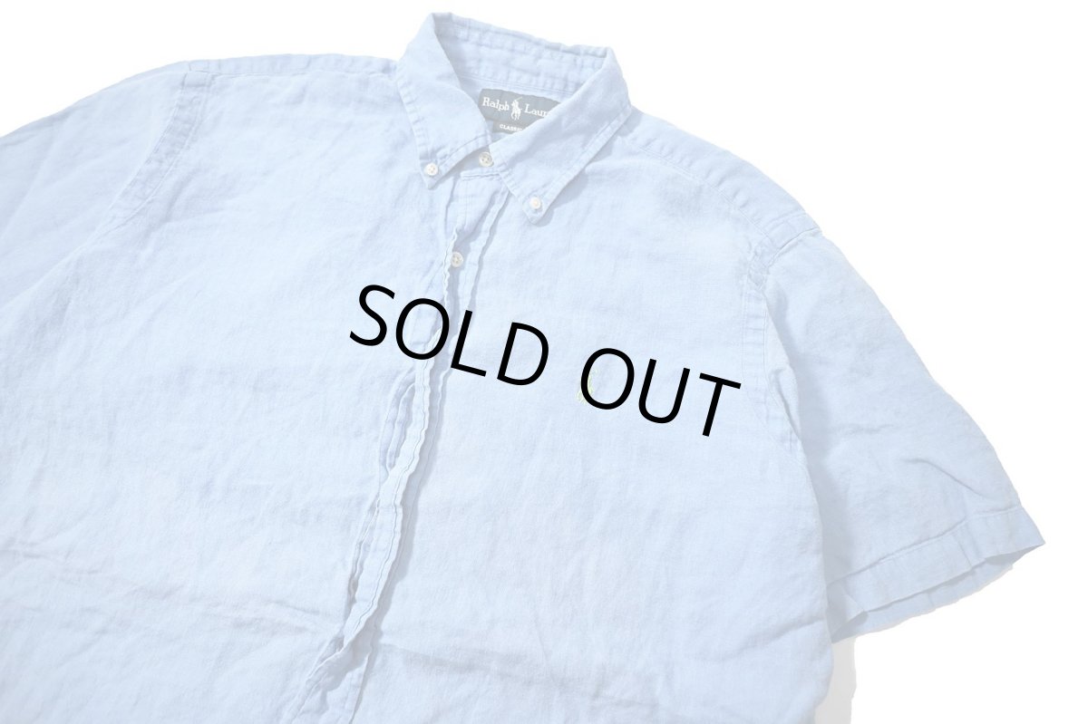 画像2: 90-00s Used Ralph Lauren Short Sleeve Linen B/D Shirt "Classic Fit" (2)