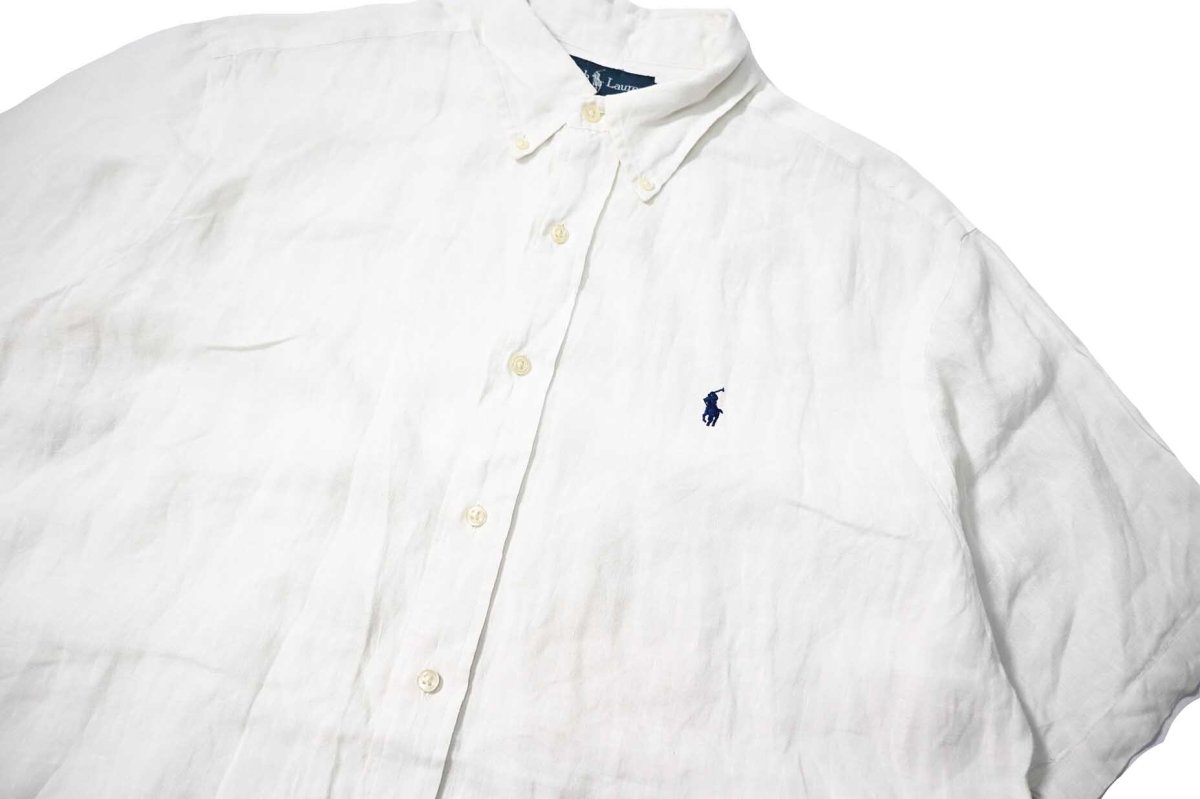画像2: 90-00s Used Ralph Lauren Short Sleeve Linen B/D Shirt "Classic Fit" (2)