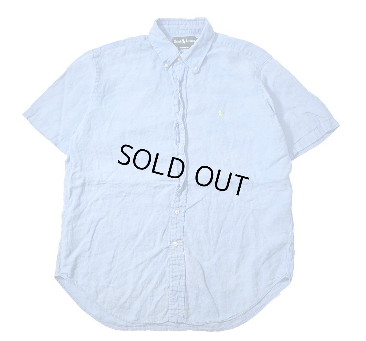 画像1: 90-00s Used Ralph Lauren Short Sleeve Linen B/D Shirt "Classic Fit" (1)