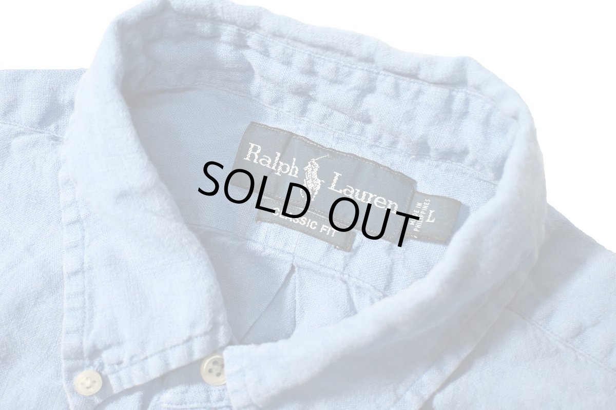 画像4: 90-00s Used Ralph Lauren Short Sleeve Linen B/D Shirt "Classic Fit" (4)
