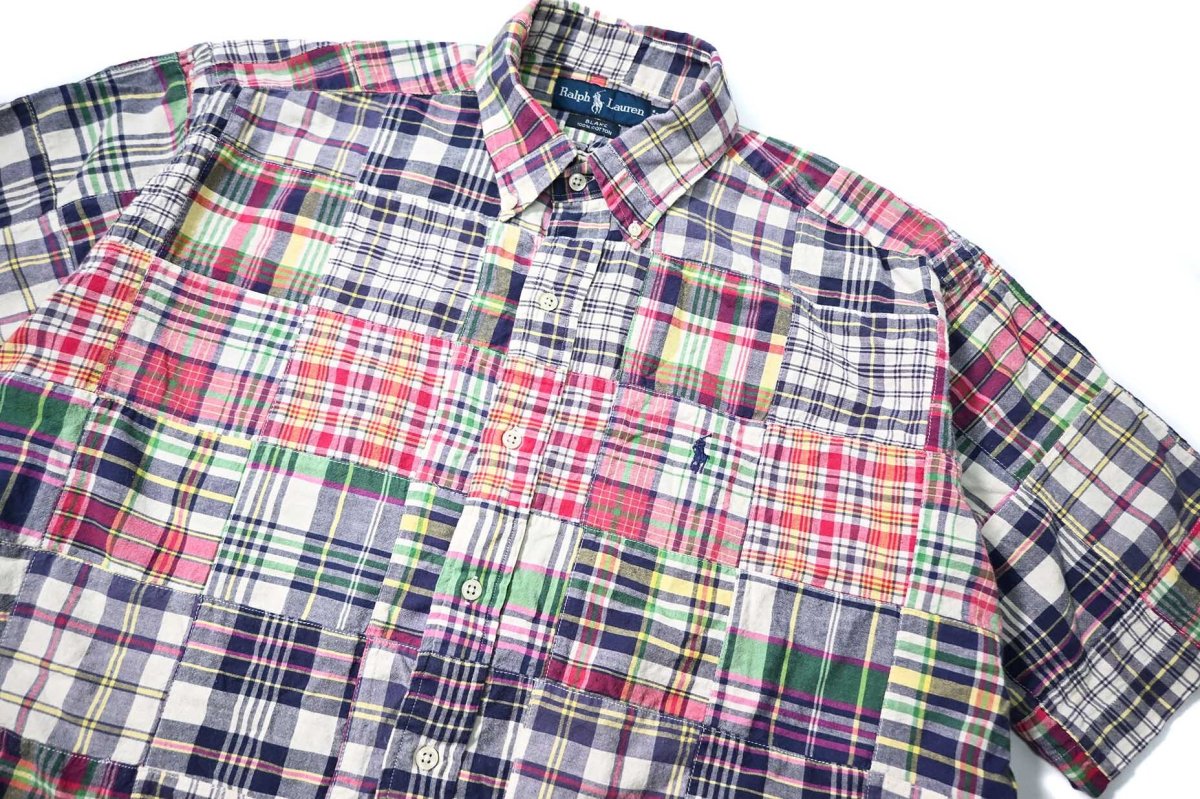 画像2: 90-00s Used Ralph Lauren Short Sleeve Patchwork B/D Shirt "Blake" (2)