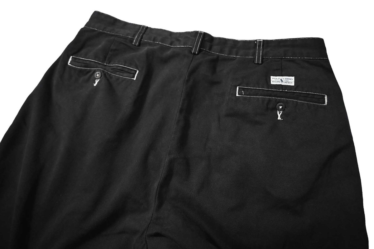画像4: 90-00s Used Polo Ralph Lauren Pleated Chino Trouser Black Over Dye "Andrew Pant" ラルフローレン (4)