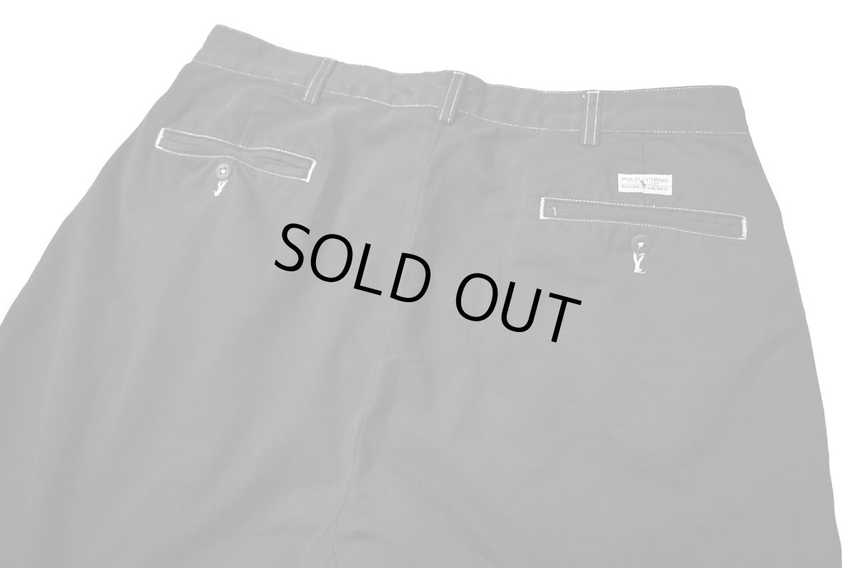 画像4: 90-00s Used Polo Ralph Lauren Pleated Chino Trouser Black Over Dye "Andrew Pant" ラルフローレン (4)